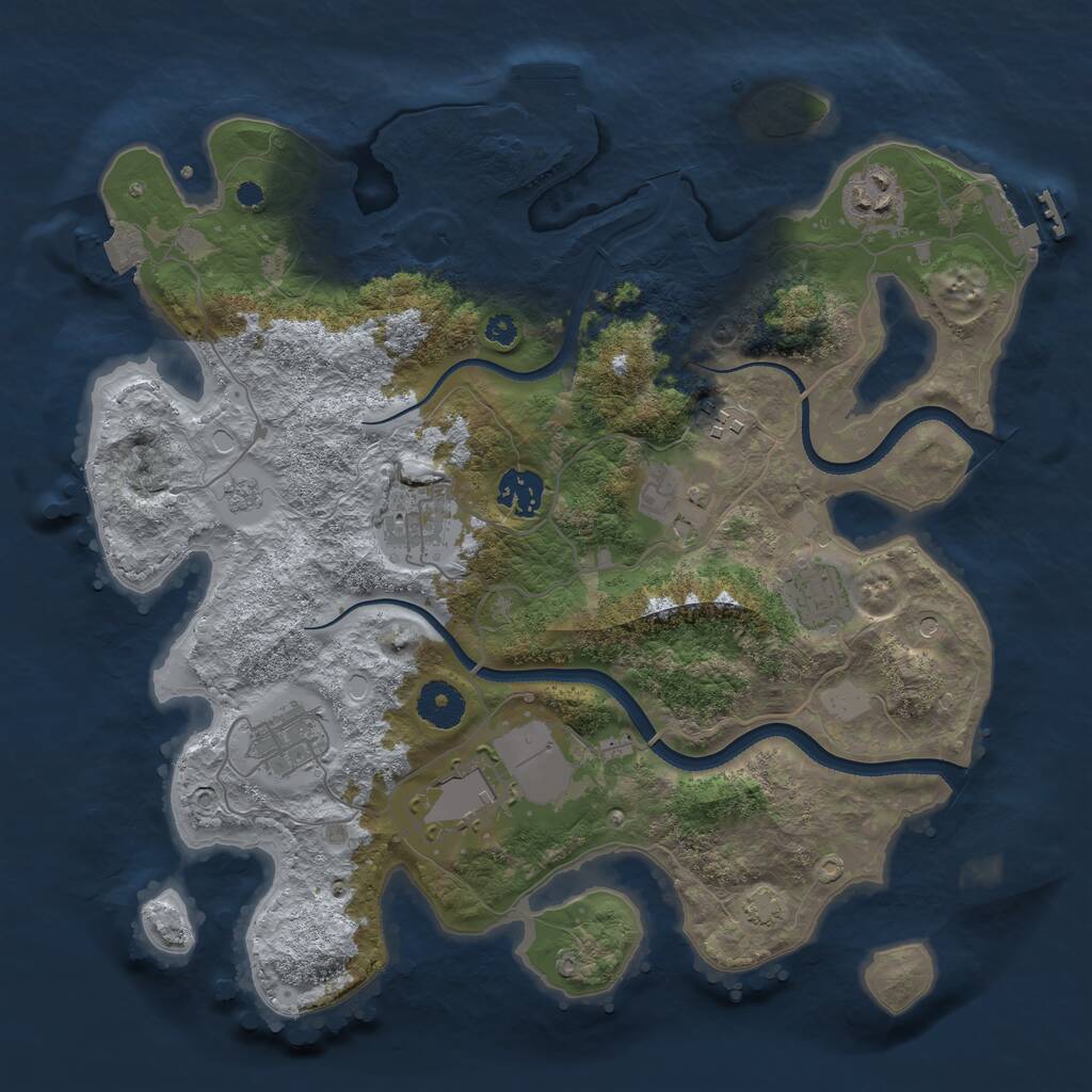 Rust Map: Procedural Map, Size: 3500, Seed: 2088334978, 14 Monuments