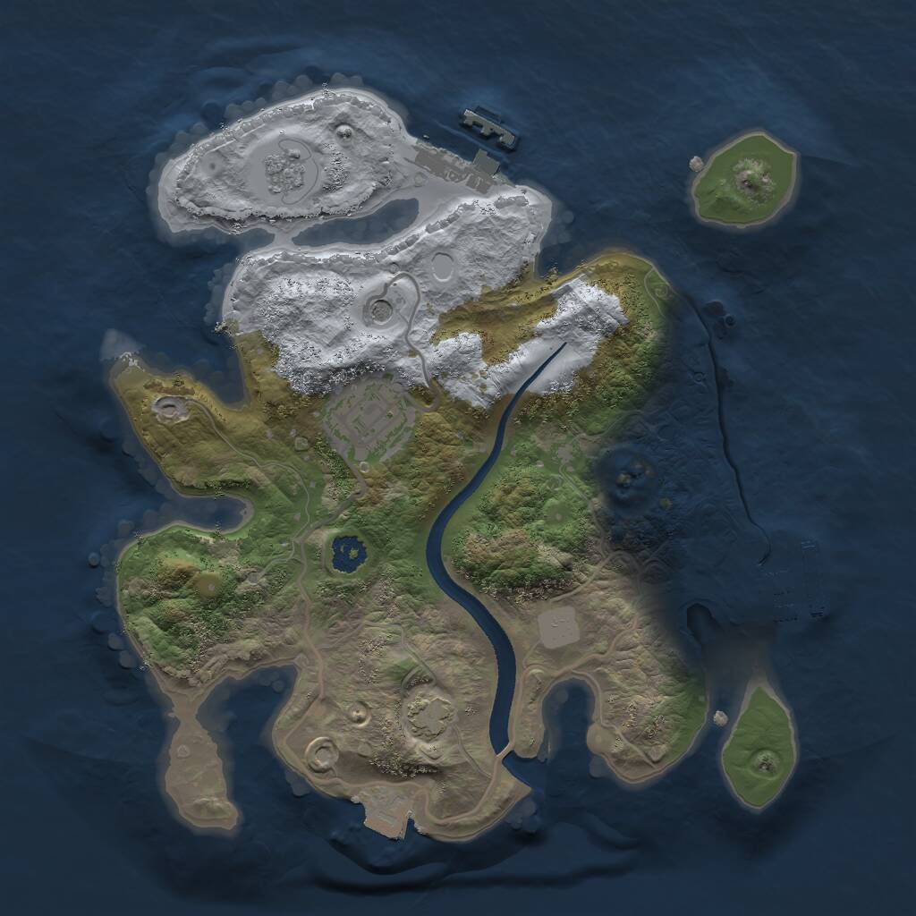 Rust Map: Procedural Map, Size: 2500, Seed: 1992502841, 7 Monuments