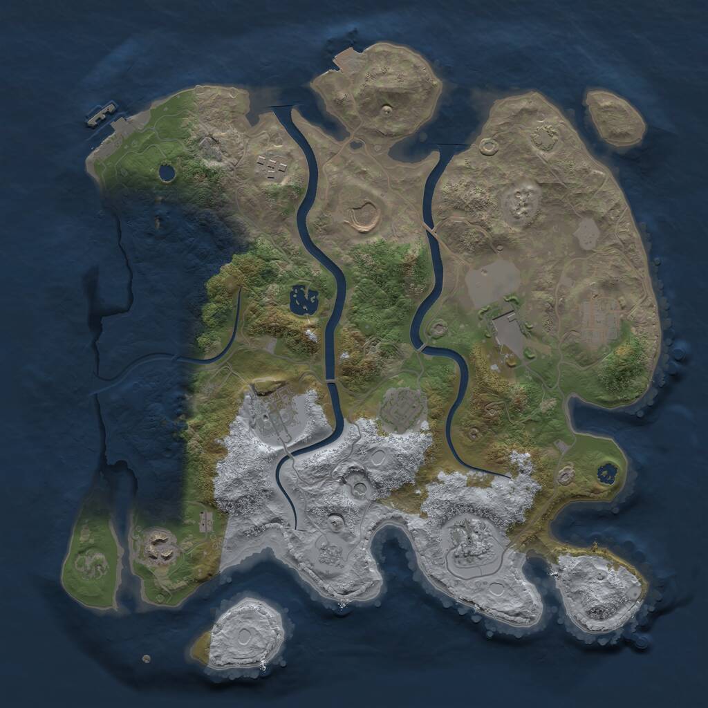 Rust Map: Procedural Map, Size: 3500, Seed: 92837509, 14 Monuments