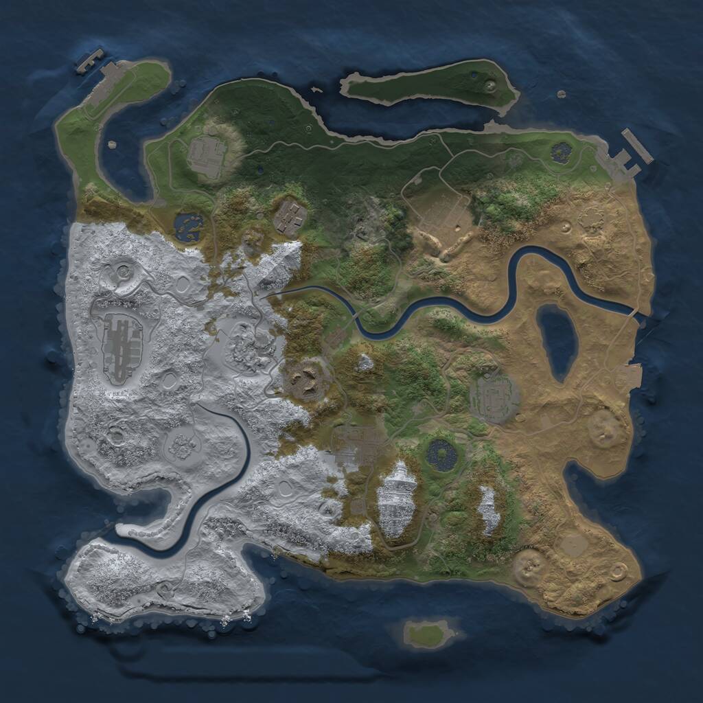 Rust Map: Procedural Map, Size: 3400, Seed: 325885538, 16 Monuments