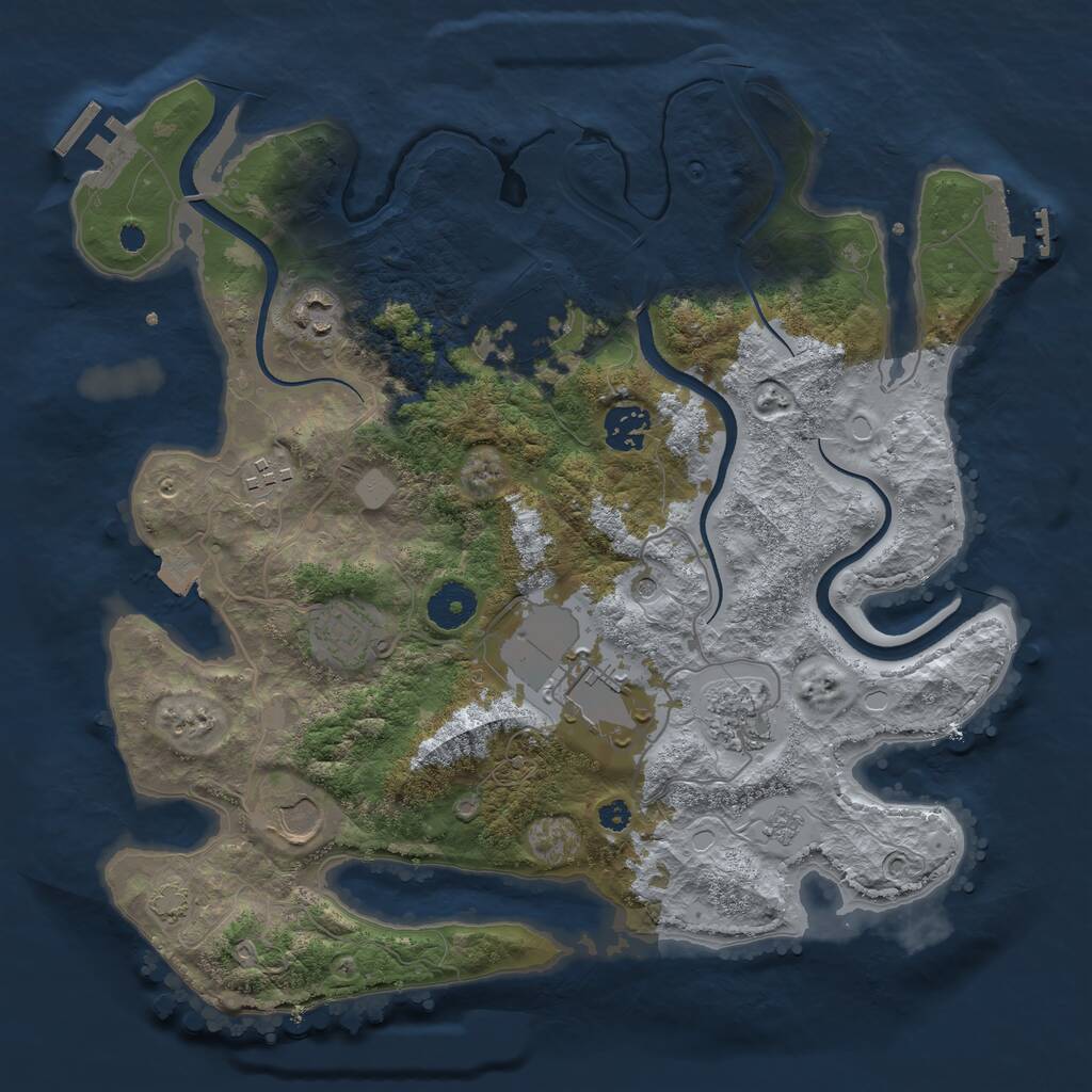 Rust Map: Procedural Map, Size: 3500, Seed: 334737648, 14 Monuments