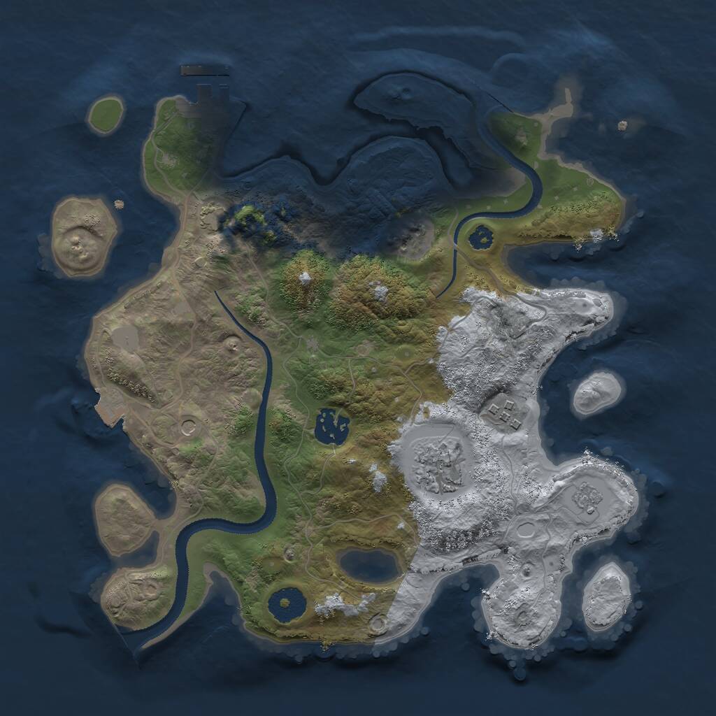 Rust Map: Procedural Map, Size: 3000, Seed: 1194285099, 8 Monuments