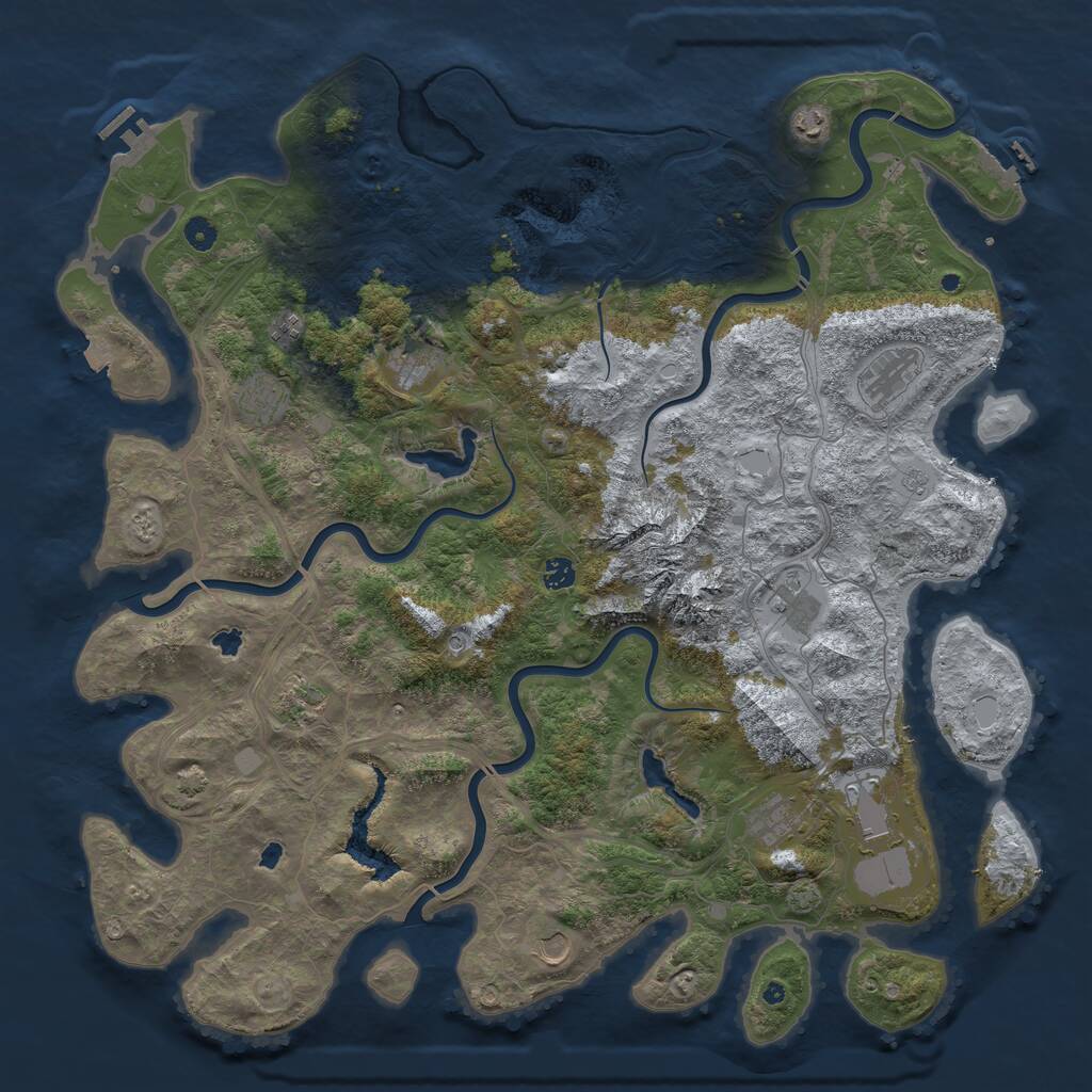 Rust Map: Procedural Map, Size: 5000, Seed: 698171430, 17 Monuments