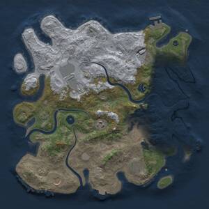 Thumbnail Rust Map: Procedural Map, Size: 3700, Seed: 989969, 14 Monuments