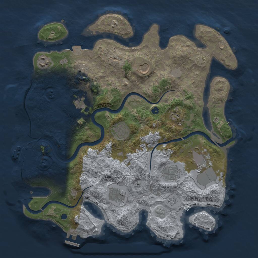 Rust Map: Procedural Map, Size: 3500, Seed: 1129810071, 15 Monuments