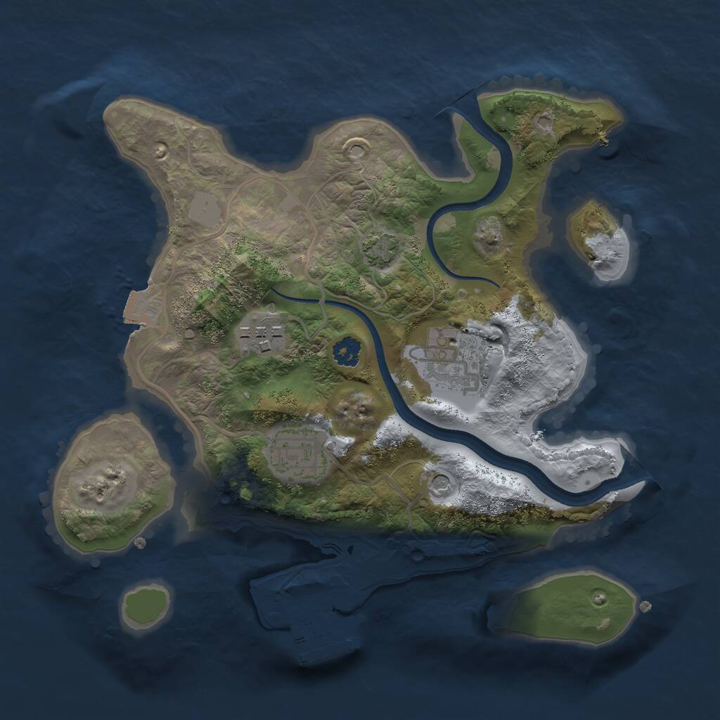 Rust Map: Procedural Map, Size: 2500, Seed: 625773941, 7 Monuments