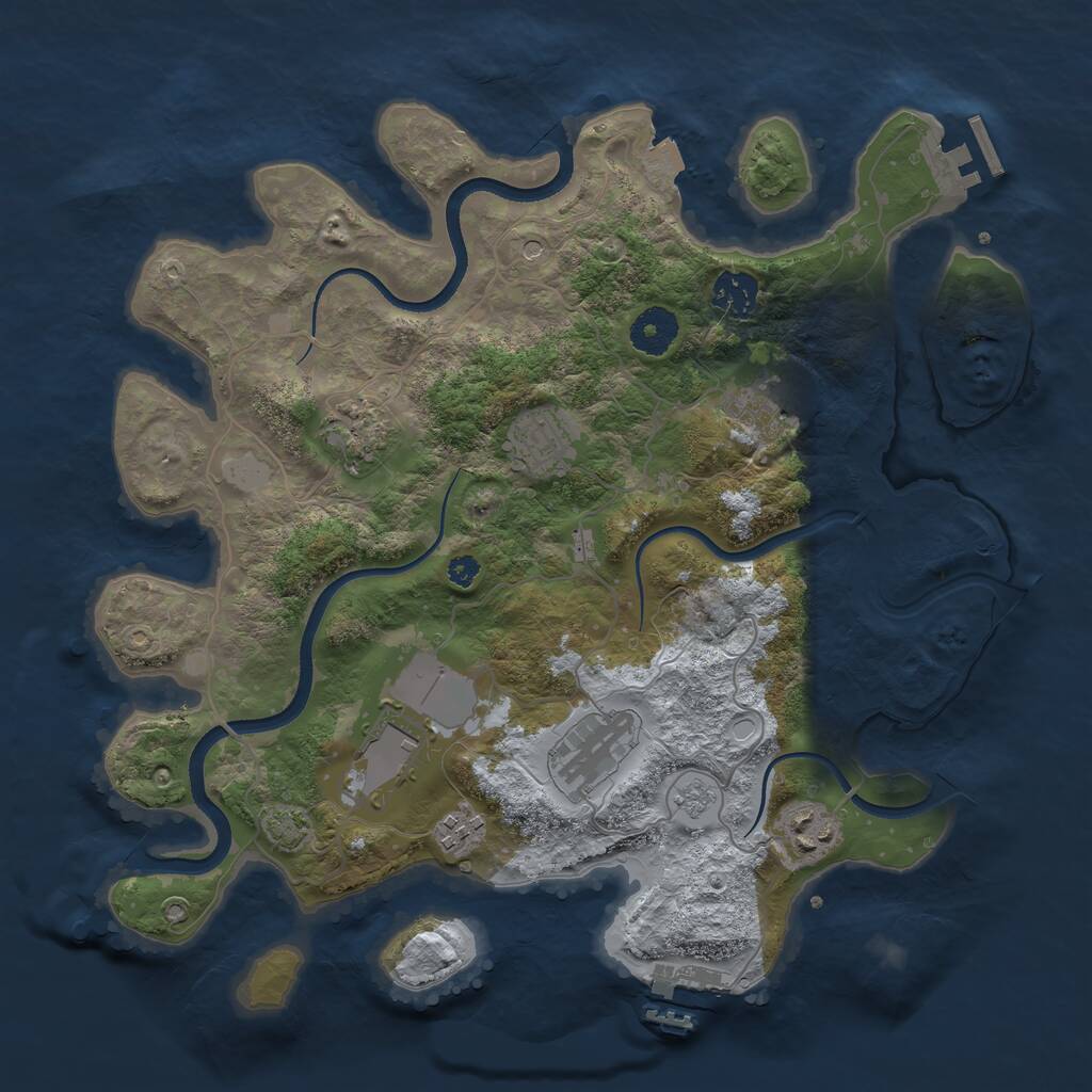 Rust Map: Procedural Map, Size: 3500, Seed: 1081277130, 14 Monuments