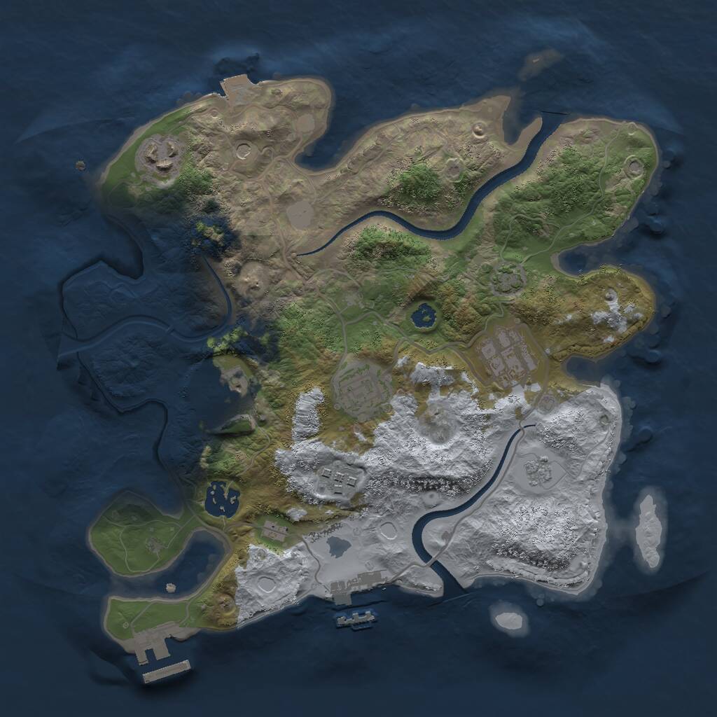 Rust Map: Procedural Map, Size: 3000, Seed: 6985, 12 Monuments