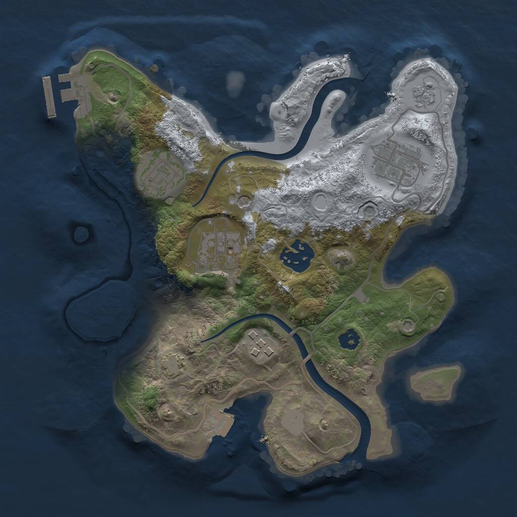 Rust Map: Procedural Map, Size: 2500, Seed: 415481732, 10 Monuments
