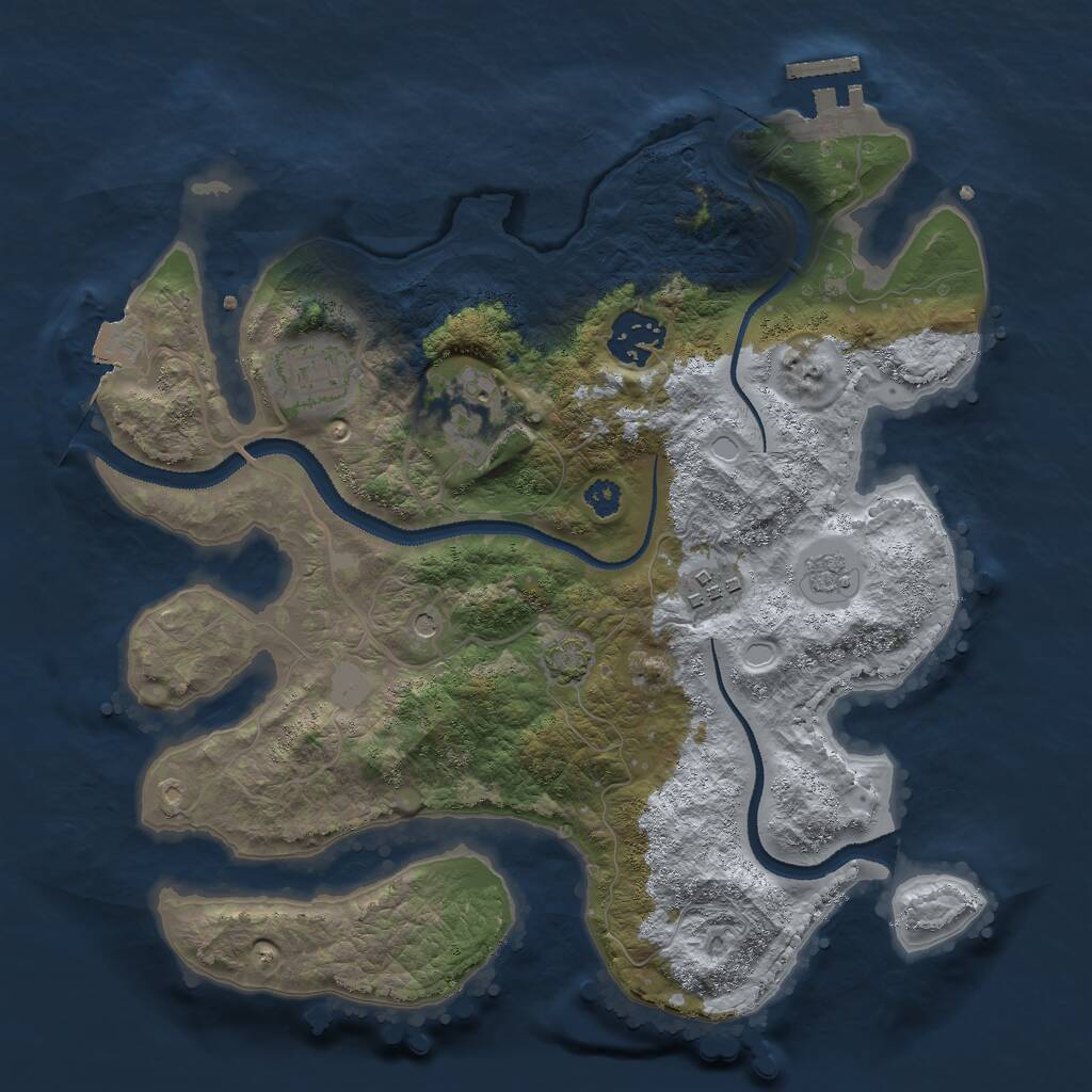 Rust Map: Procedural Map, Size: 3000, Seed: 63413, 9 Monuments