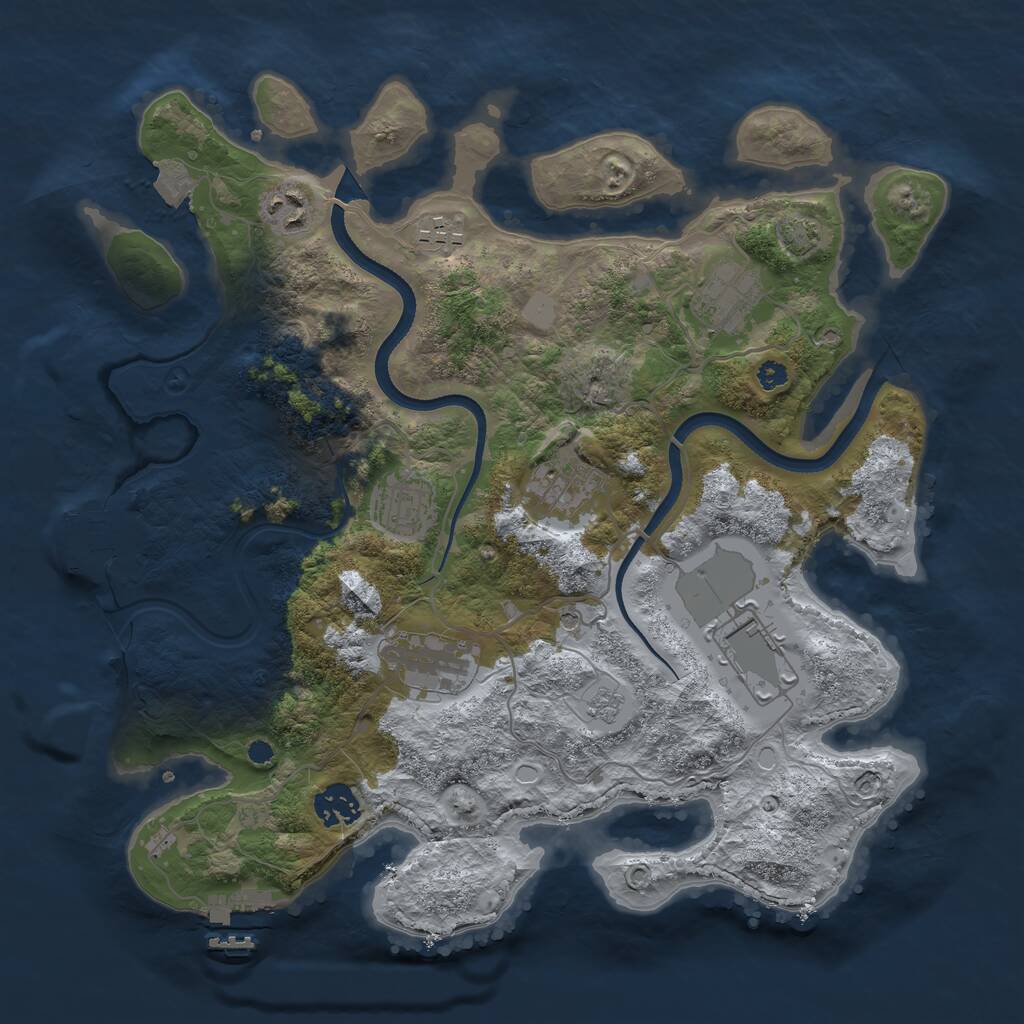 Rust Map: Procedural Map, Size: 3500, Seed: 1282797771, 14 Monuments