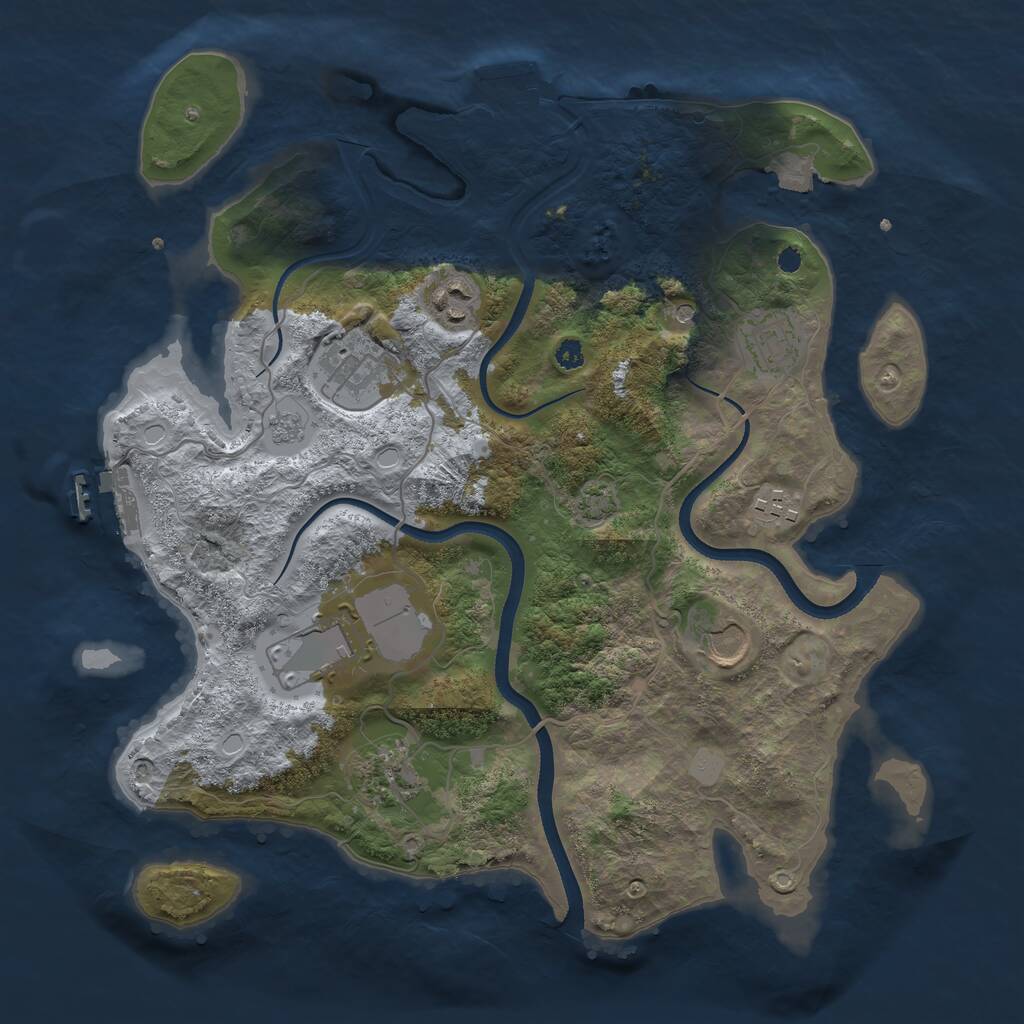 Rust Map: Procedural Map, Size: 3500, Seed: 9812347, 13 Monuments