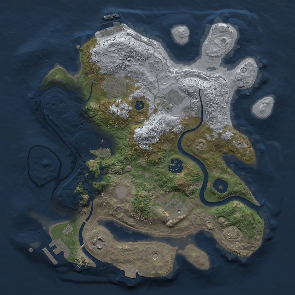 Rust Map: Procedural Map, Size: 3000, Seed: 20971, 12 Monuments