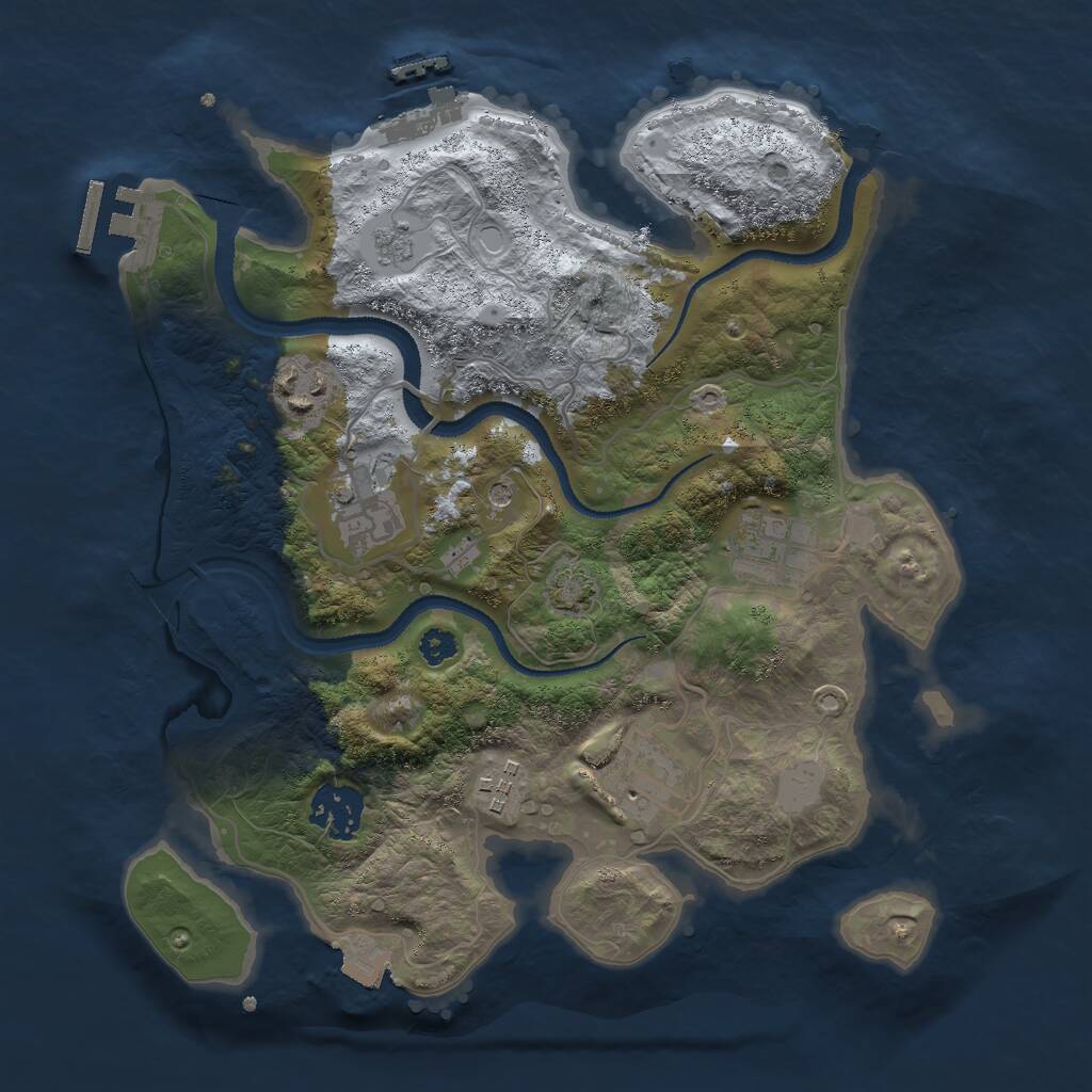 Rust Map: Procedural Map, Size: 3000, Seed: 27416, 12 Monuments