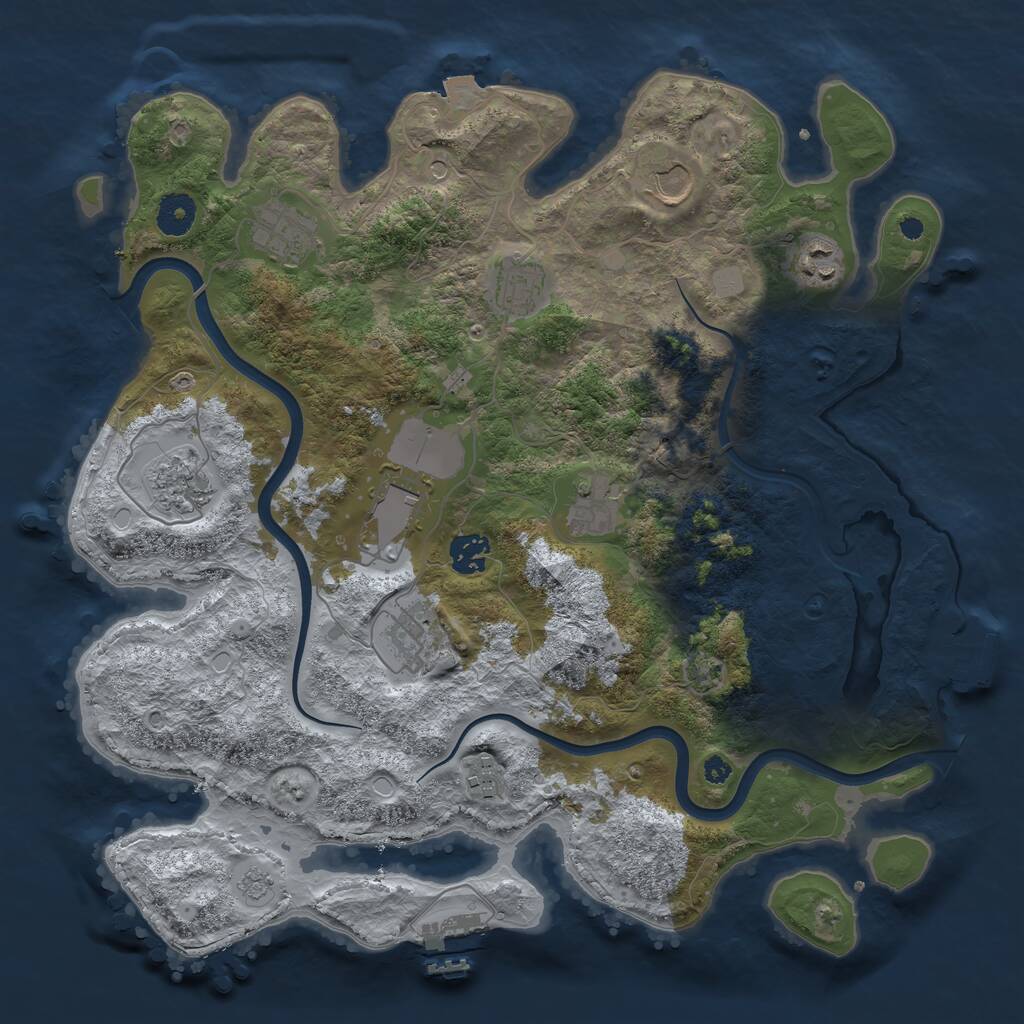 Rust Map: Procedural Map, Size: 3750, Seed: 290998027, 16 Monuments