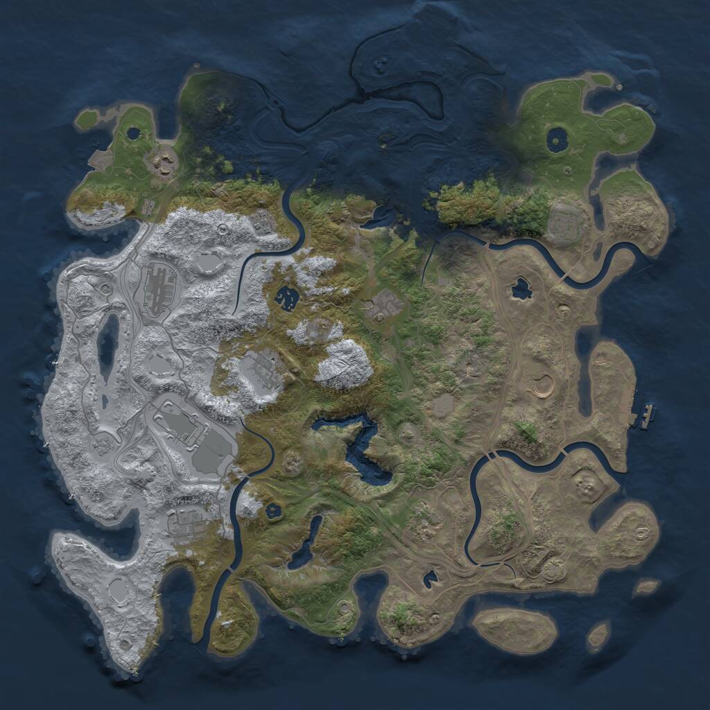 Rust Map: Procedural Map, Size: 4500, Seed: 676916362, 17 Monuments