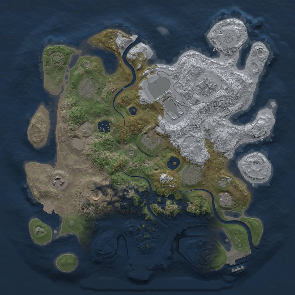 Rust Map: Procedural Map, Size: 3500, Seed: 1043629425, 15 Monuments