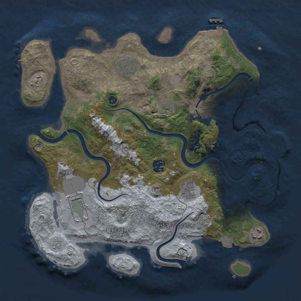 Rust Map: Procedural Map, Size: 3500, Seed: 51728483, 13 Monuments