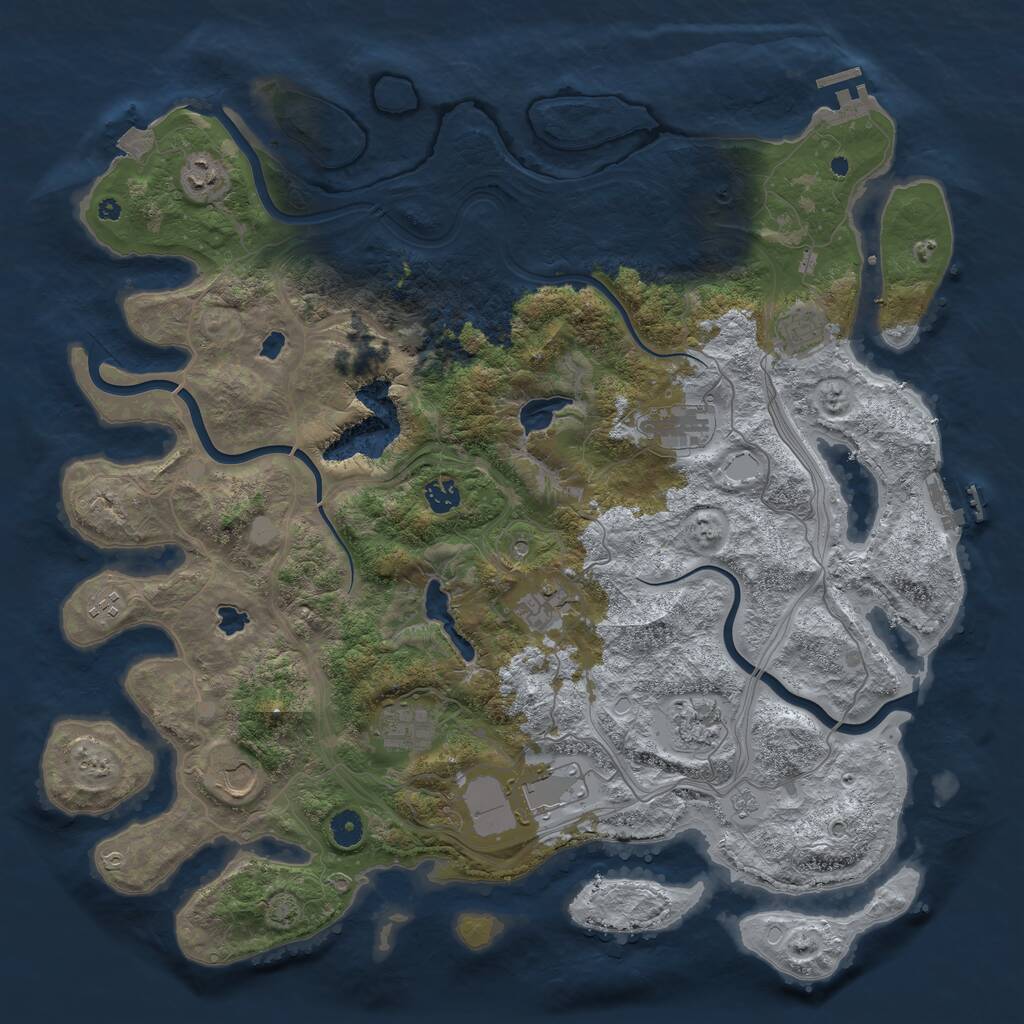 Rust Map: Procedural Map, Size: 4500, Seed: 433554765, 16 Monuments