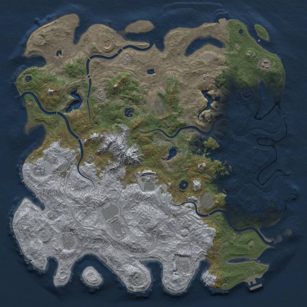 Rust Map: Procedural Map, Size: 5000, Seed: 2084876316, 17 Monuments