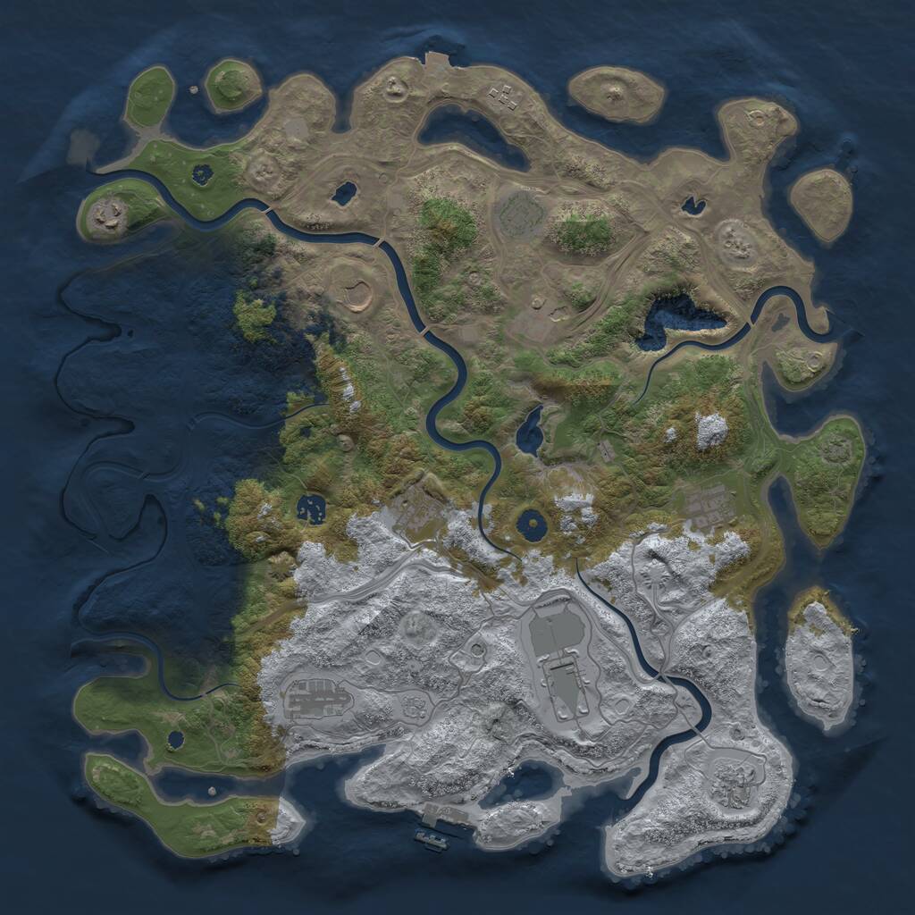 Rust Map: Procedural Map, Size: 4500, Seed: 1387553927, 16 Monuments