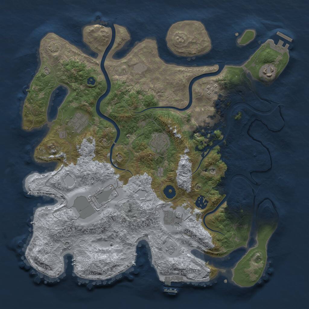 Rust Map: Procedural Map, Size: 3700, Seed: 667631562, 14 Monuments