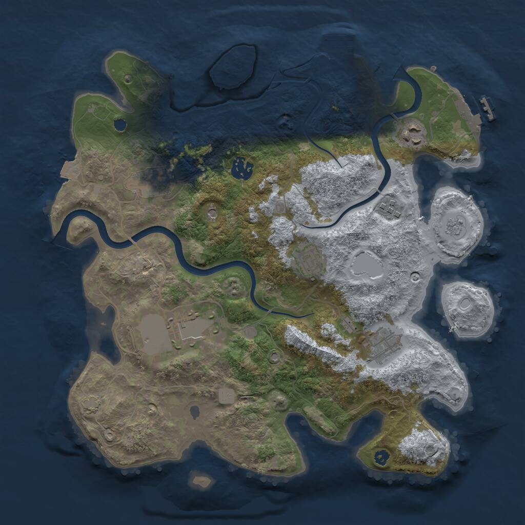 Rust Map: Procedural Map, Size: 3500, Seed: 1894185985, 13 Monuments