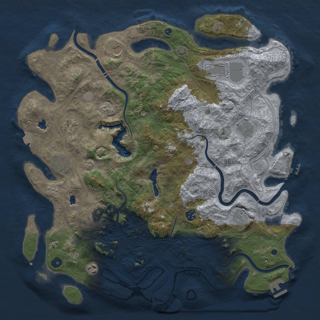 Rust Map: Procedural Map, Size: 4500, Seed: 860261029, 16 Monuments