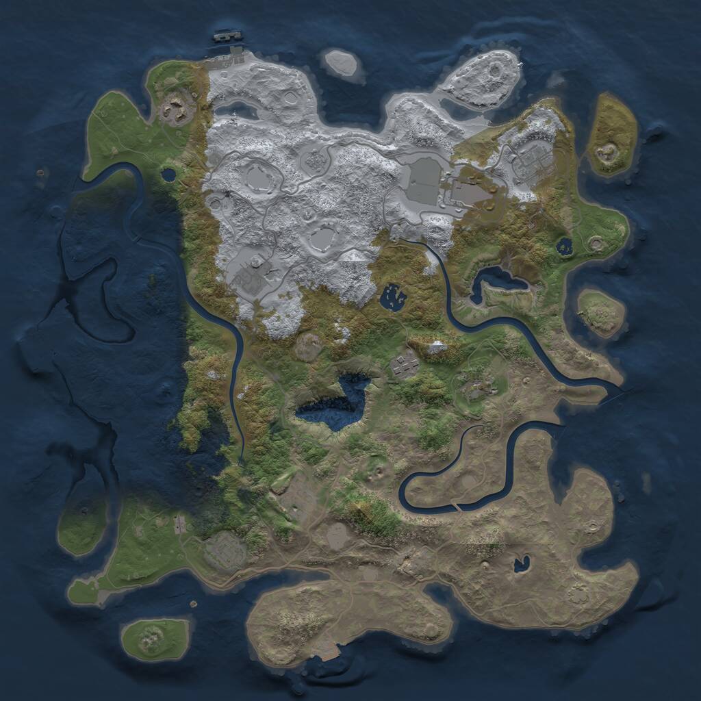 Rust Map: Procedural Map, Size: 4050, Seed: 682648107, 15 Monuments
