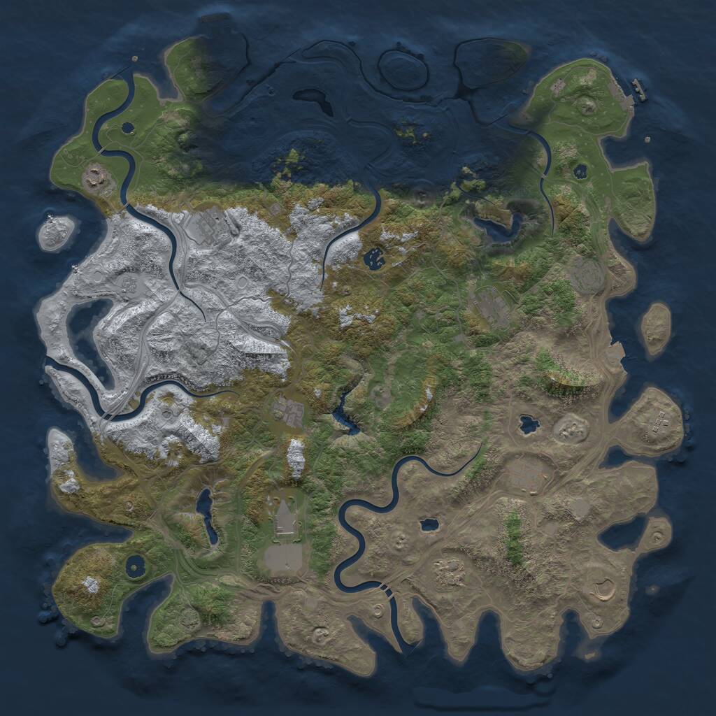 Rust Map: Procedural Map, Size: 4999, Seed: 600010, 17 Monuments