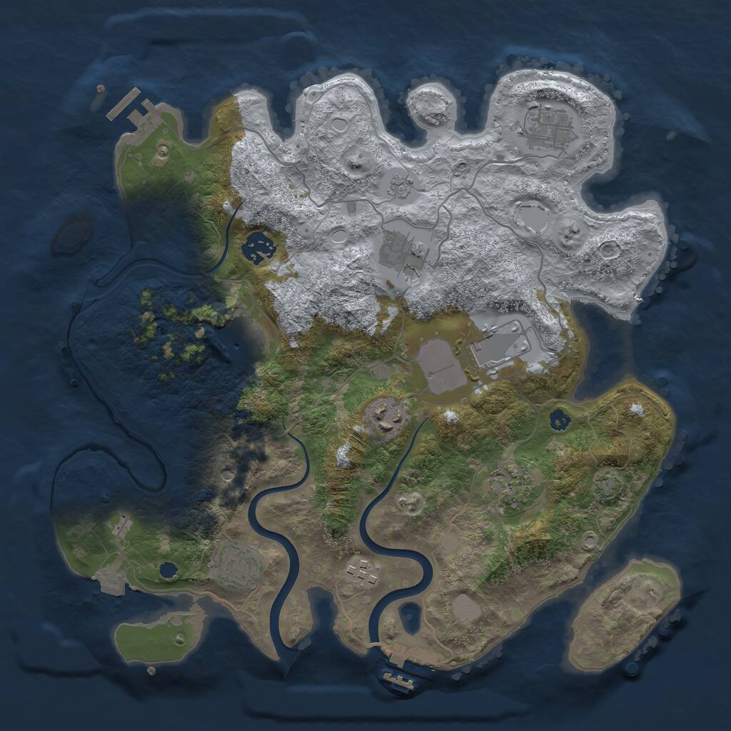 Rust Map: Procedural Map, Size: 3500, Seed: 1034878210, 15 Monuments