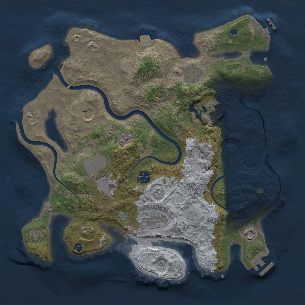 Rust Map: Procedural Map, Size: 3500, Seed: 1684621391, 14 Monuments