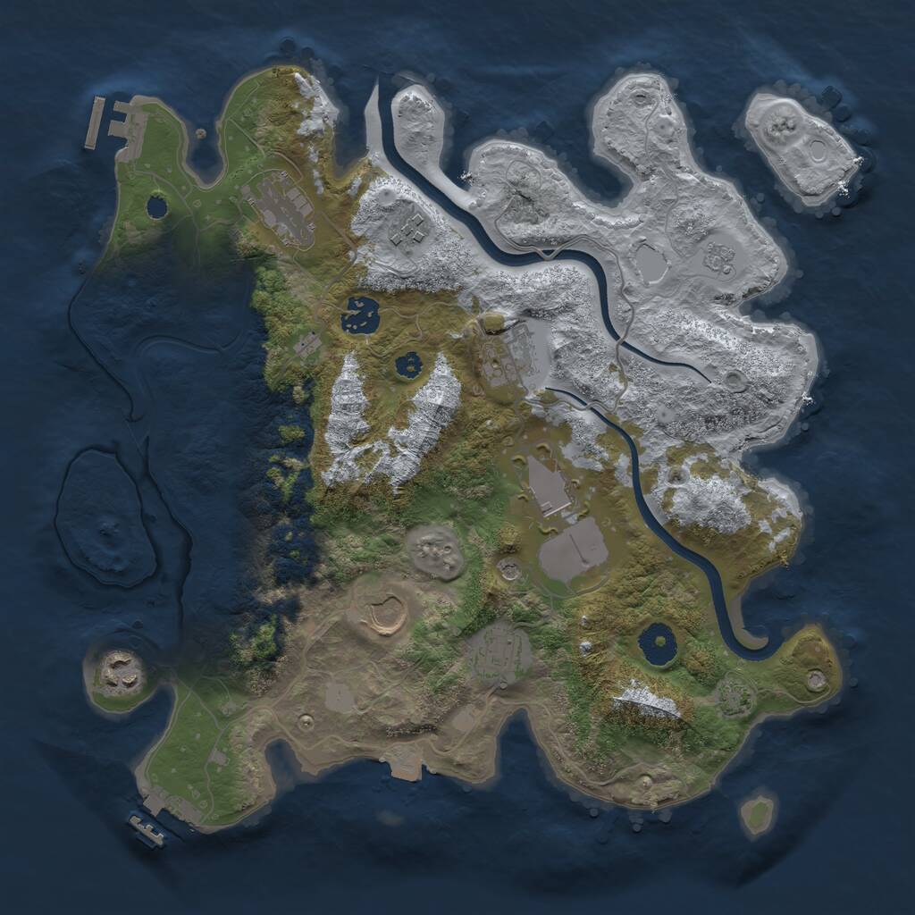Rust Map: Procedural Map, Size: 3500, Seed: 1822609881, 14 Monuments