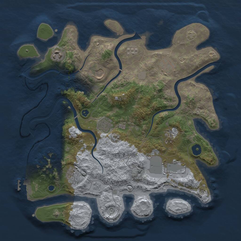 Rust Map: Procedural Map, Size: 3500, Seed: 539895379, 13 Monuments