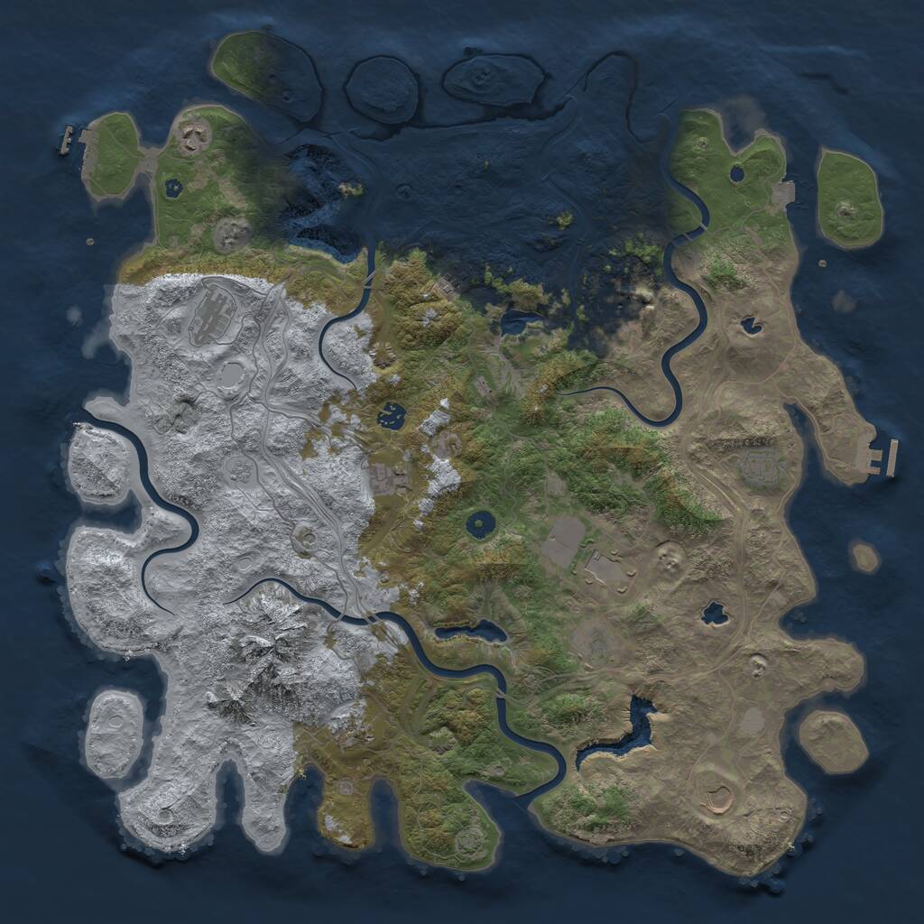 Rust Map: Procedural Map, Size: 5000, Seed: 1233445, 17 Monuments