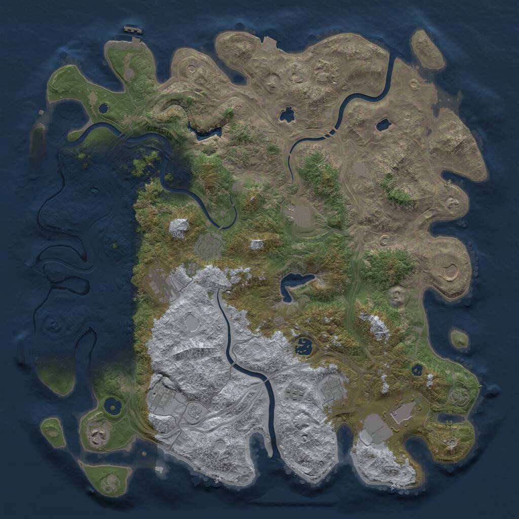 Rust Map: Procedural Map, Size: 4500, Seed: 1868831077, 17 Monuments