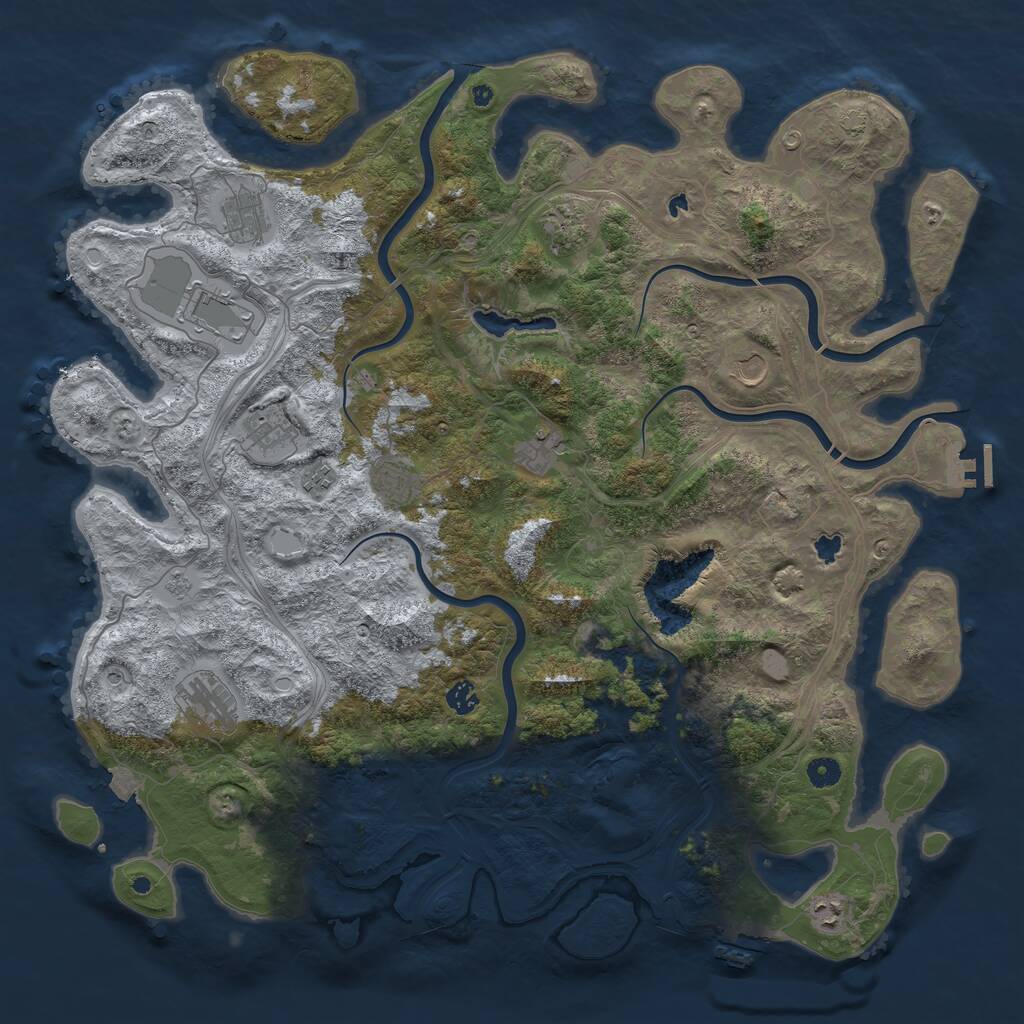 Rust Map: Procedural Map, Size: 4800, Seed: 1990574350, 17 Monuments