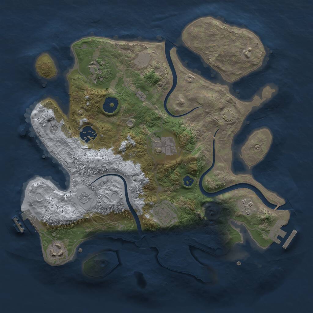Rust Map: Procedural Map, Size: 3000, Seed: 18338, 12 Monuments