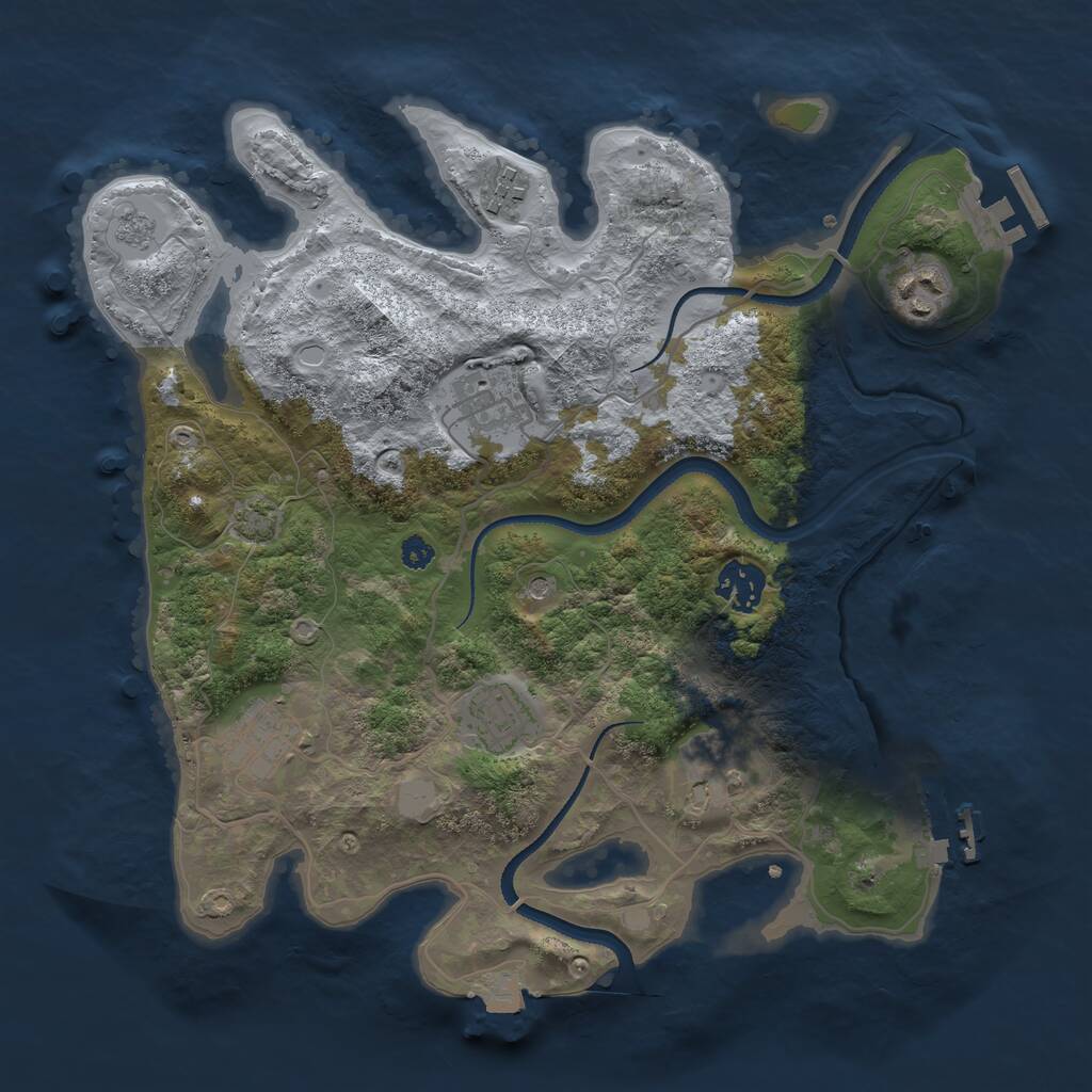 Rust Map: Procedural Map, Size: 3300, Seed: 2099025564, 13 Monuments