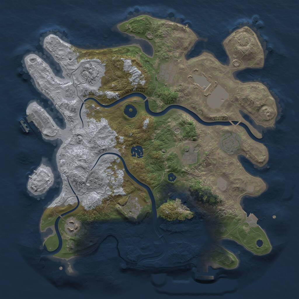 Rust Map: Procedural Map, Size: 3500, Seed: 453356857, 15 Monuments