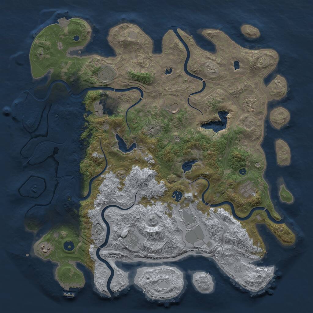 Rust Map: Procedural Map, Size: 4500, Seed: 274371199, 16 Monuments