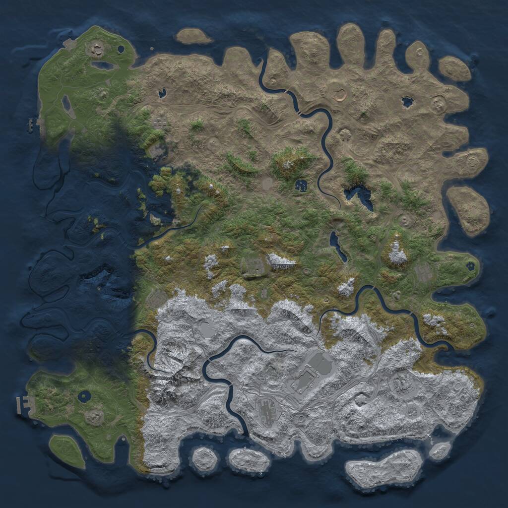 Rust Map: Procedural Map, Size: 6000, Seed: 6000055, 17 Monuments