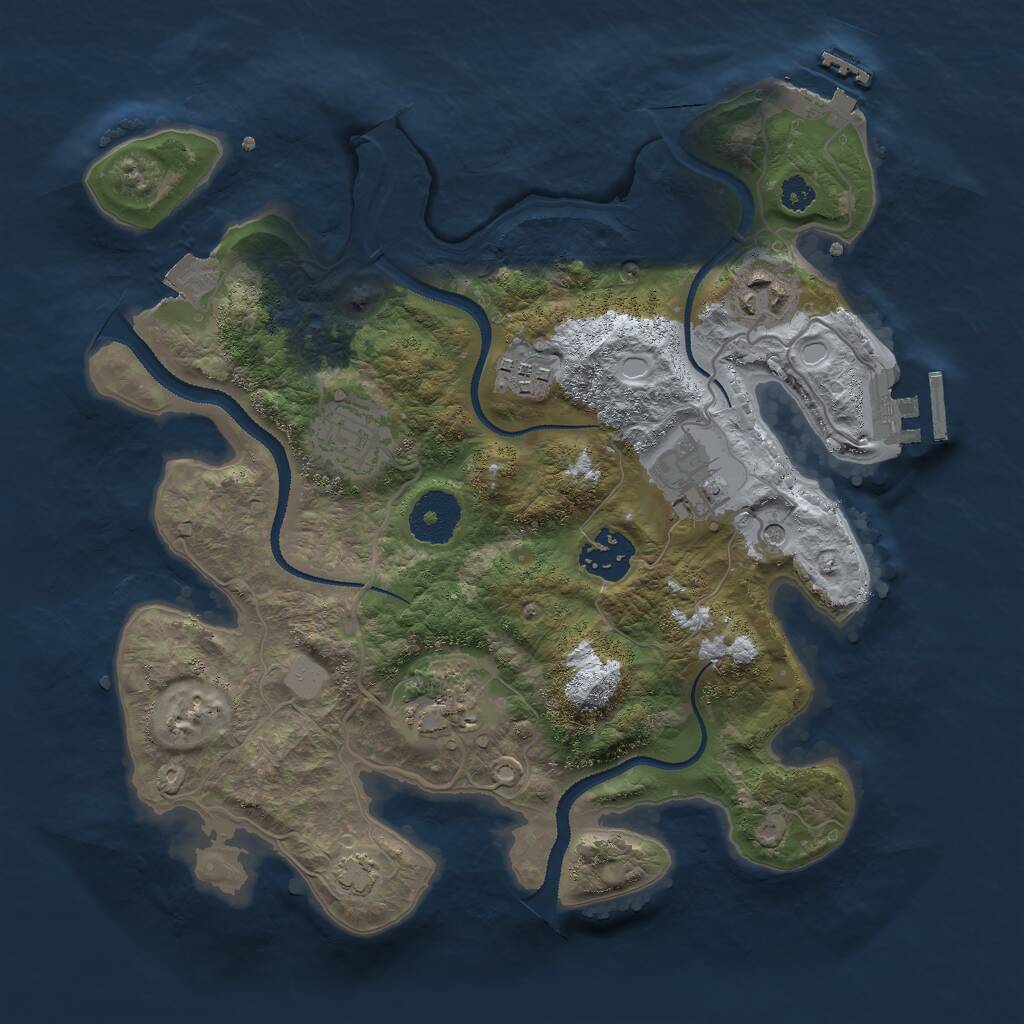 Rust Map: Procedural Map, Size: 3000, Seed: 754316535, 11 Monuments