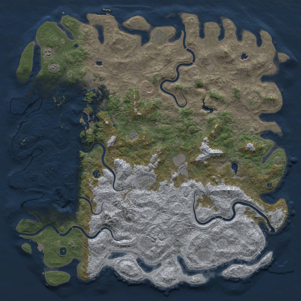 Rust Map: Procedural Map, Size: 6000, Seed: 292247931, 17 Monuments