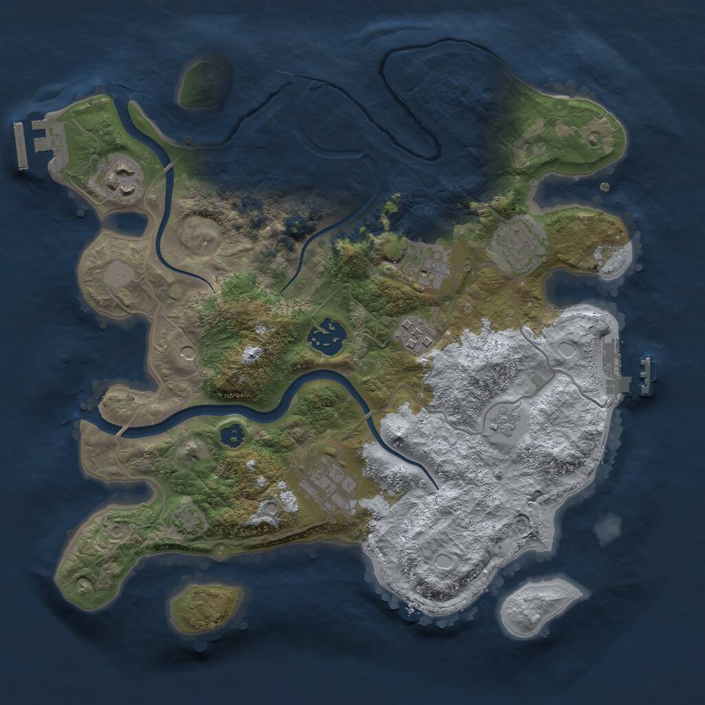 Rust Map: Procedural Map, Size: 3000, Seed: 607206504, 12 Monuments