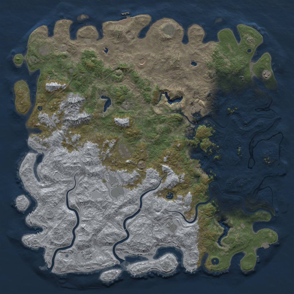 Rust Map: Procedural Map, Size: 6000, Seed: 1264688572, 17 Monuments