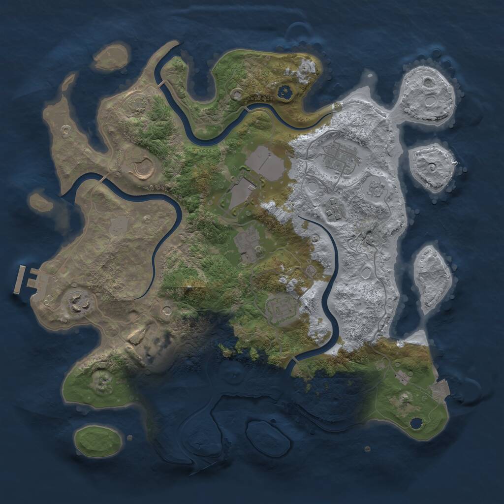 Rust Map: Procedural Map, Size: 3500, Seed: 698299331, 13 Monuments