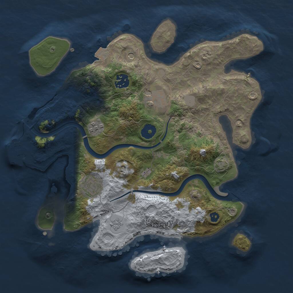 Rust Map: Procedural Map, Size: 3000, Seed: 601729, 9 Monuments