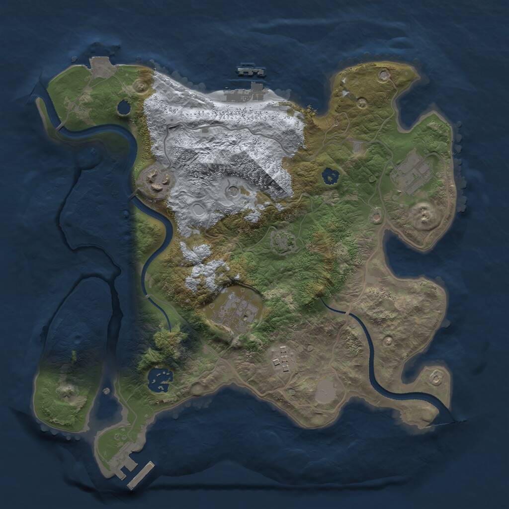 Rust Map: Procedural Map, Size: 3000, Seed: 25078, 10 Monuments