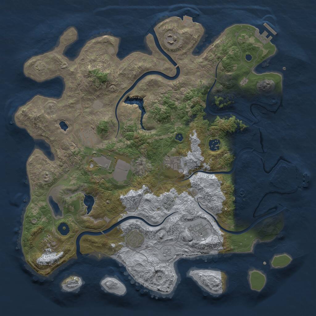 Rust Map: Procedural Map, Size: 4000, Seed: 504601, 15 Monuments